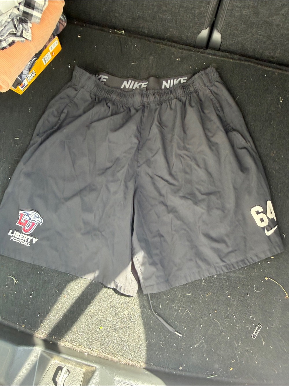 Nike Men’s Black Liberty Football Athletic Shorts with Number 64